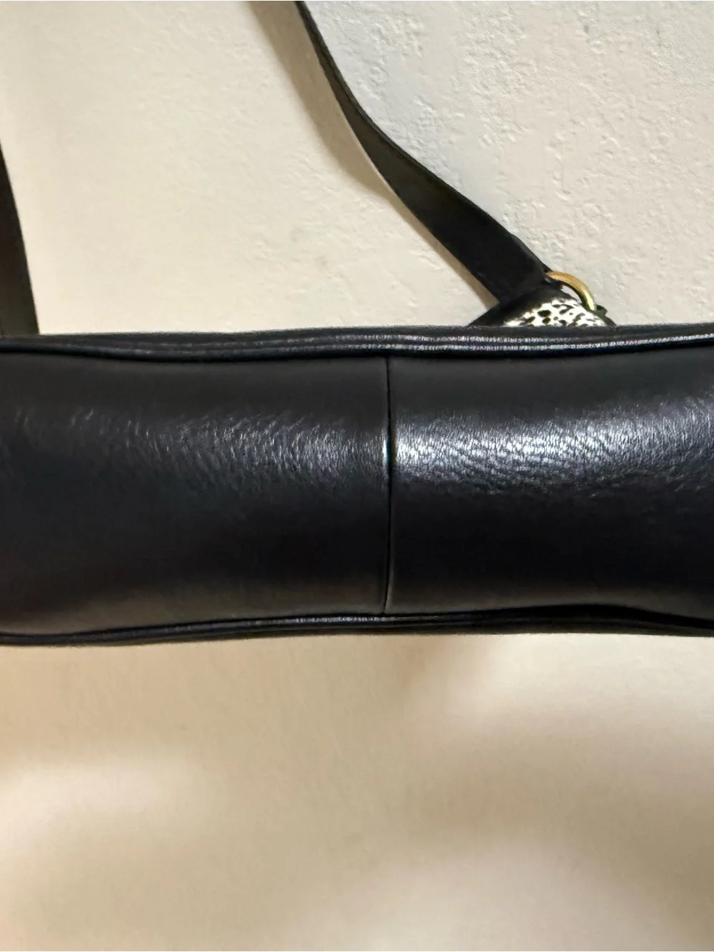 Fossil Haircalf Animal Print Crossbody Bag Black White Leather Purse